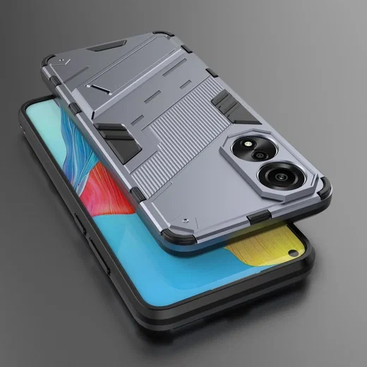 Oppo A78 4G Hoesje Shockproof Kickstand Back Cover Donker Blauw afbeelding 4