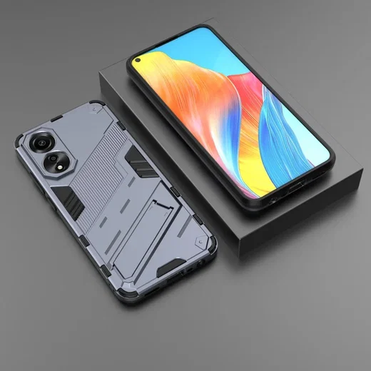 Oppo A78 4G Hoesje Shockproof Kickstand Back Cover Donker Blauw afbeelding 5
