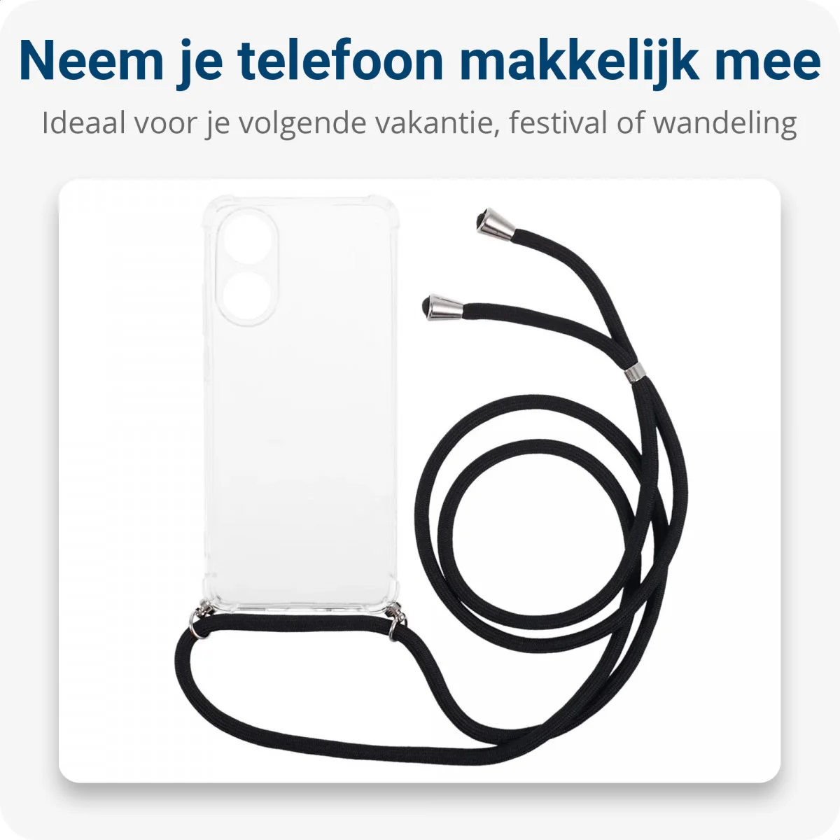 Oppo A78 4G Hoesje met Koord Schokbestendig TPU Transparant afbeelding 3