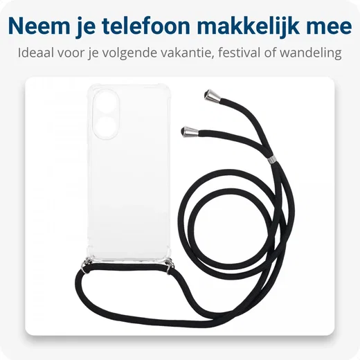 Oppo A78 4G Hoesje met Koord Schokbestendig TPU Transparant afbeelding 3