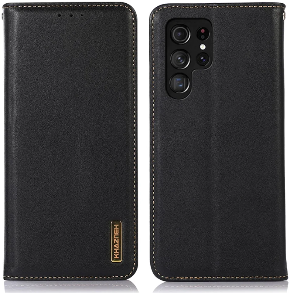 KHAZNEH Samsung Galaxy S24 Ultra Hoesje RFID Book Case Leer Zwart afbeelding 2