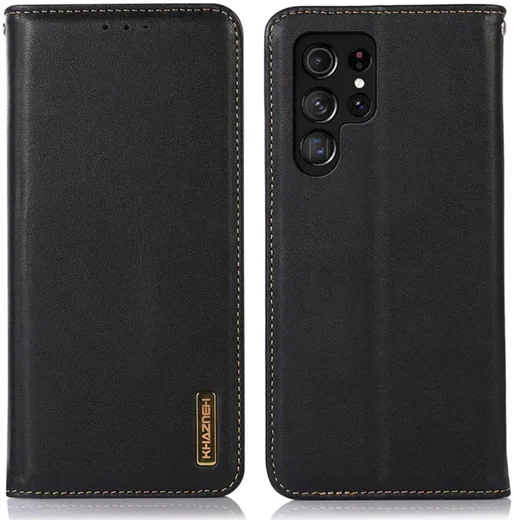 KHAZNEH Samsung Galaxy S24 Ultra Hoesje RFID Book Case Leer Zwart afbeelding 2