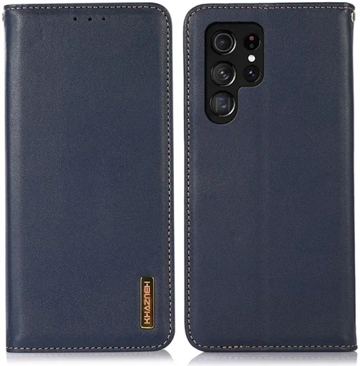 KHAZNEH Samsung Galaxy S24 Ultra Hoesje RFID Book Case Leer Blauw afbeelding 2