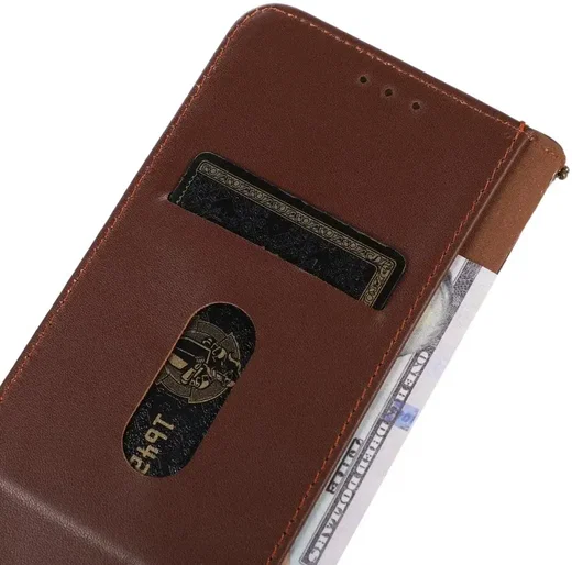 KHAZNEH Samsung Galaxy S24 Ultra Hoesje RFID Book Case Leer Bruin afbeelding 4