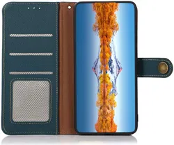 KHAZNEH Samsung S24 Ultra Hoesje RFID Book Case Leer Groen afbeelding