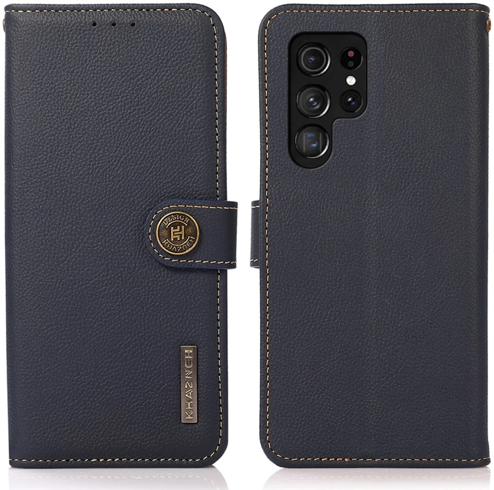 KHAZNEH Samsung S24 Ultra Hoesje RFID Book Case Leer Blauw afbeelding 2