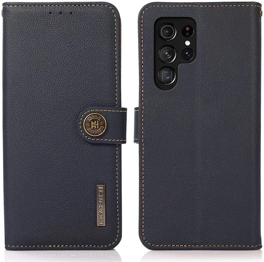 KHAZNEH Samsung S24 Ultra Hoesje RFID Book Case Leer Blauw afbeelding 2