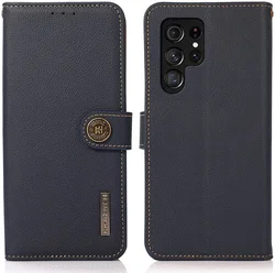 KHAZNEH Samsung S24 Ultra Hoesje RFID Book Case Leer Blauw afbeelding