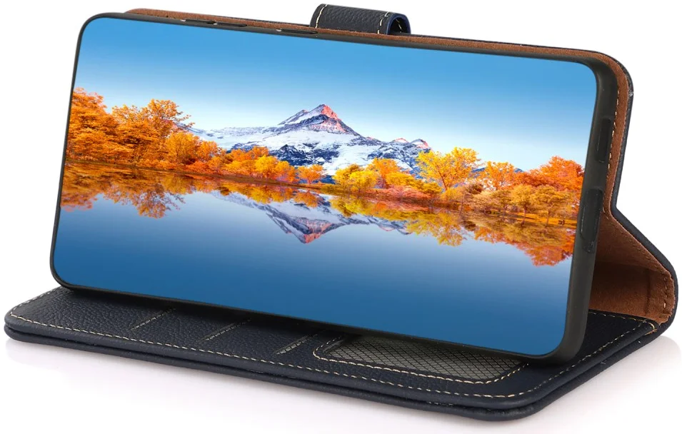KHAZNEH Samsung S24 Ultra Hoesje RFID Book Case Leer Blauw afbeelding 3