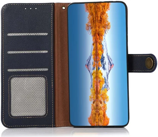 KHAZNEH Samsung S24 Ultra Hoesje RFID Book Case Leer Blauw afbeelding 4
