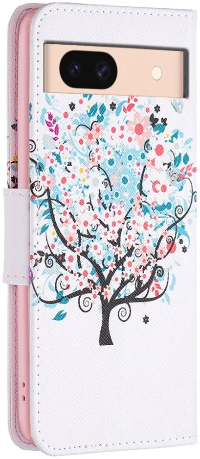 Google Pixel 8a Hoesje Portemonnee Book Case Bloemen Boom Print afbeelding 5