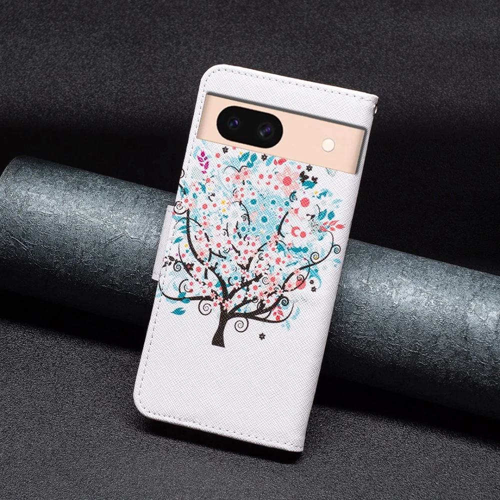 Google Pixel 8a Hoesje Portemonnee Book Case Bloemen Boom Print afbeelding 6