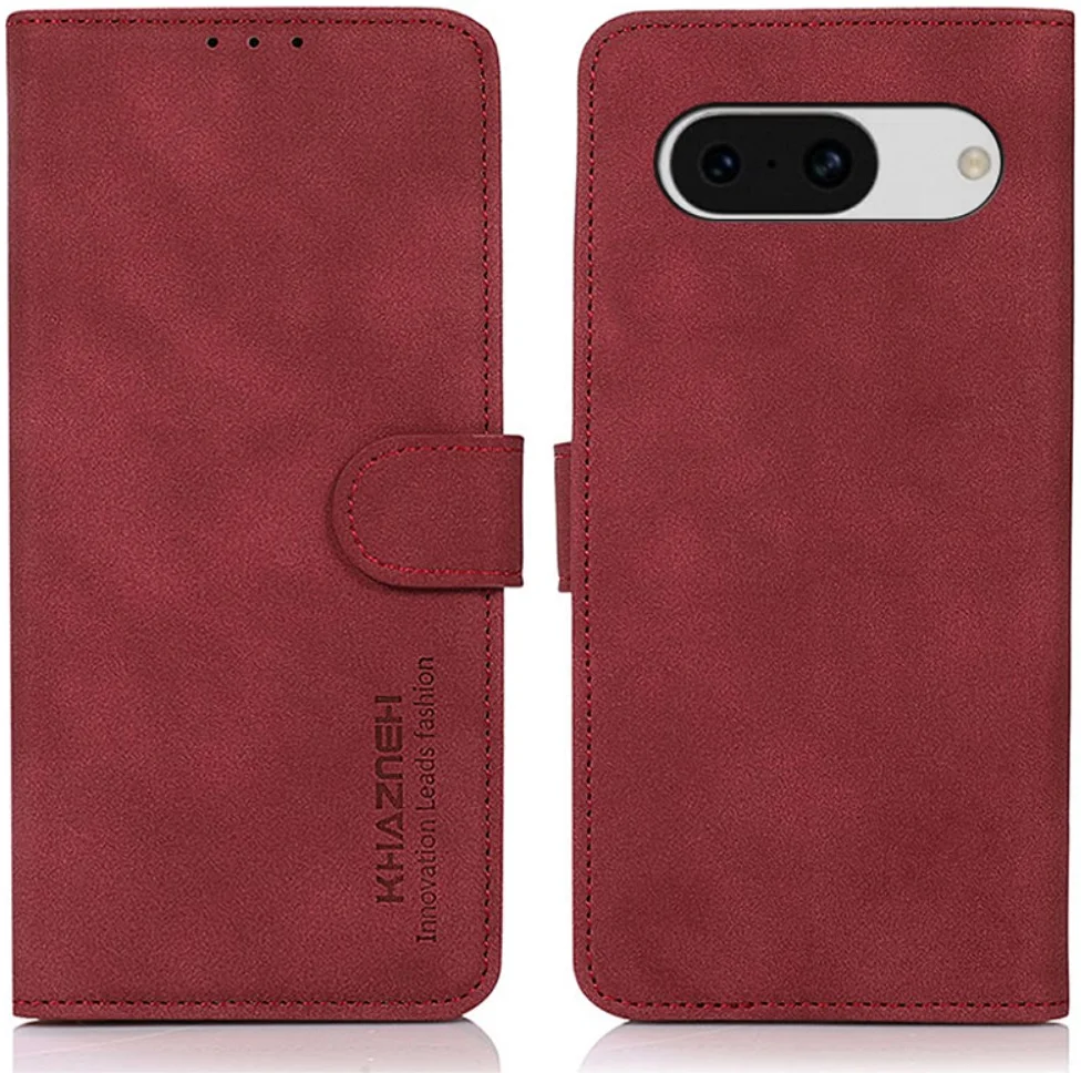 KHAZNEH Google Pixel 8a Hoesje Retro Wallet Book Case Rood afbeelding 2