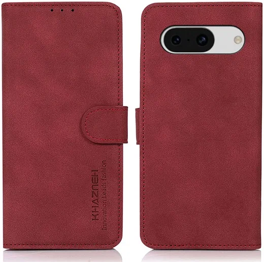 KHAZNEH Google Pixel 8a Hoesje Retro Wallet Book Case Rood afbeelding 2