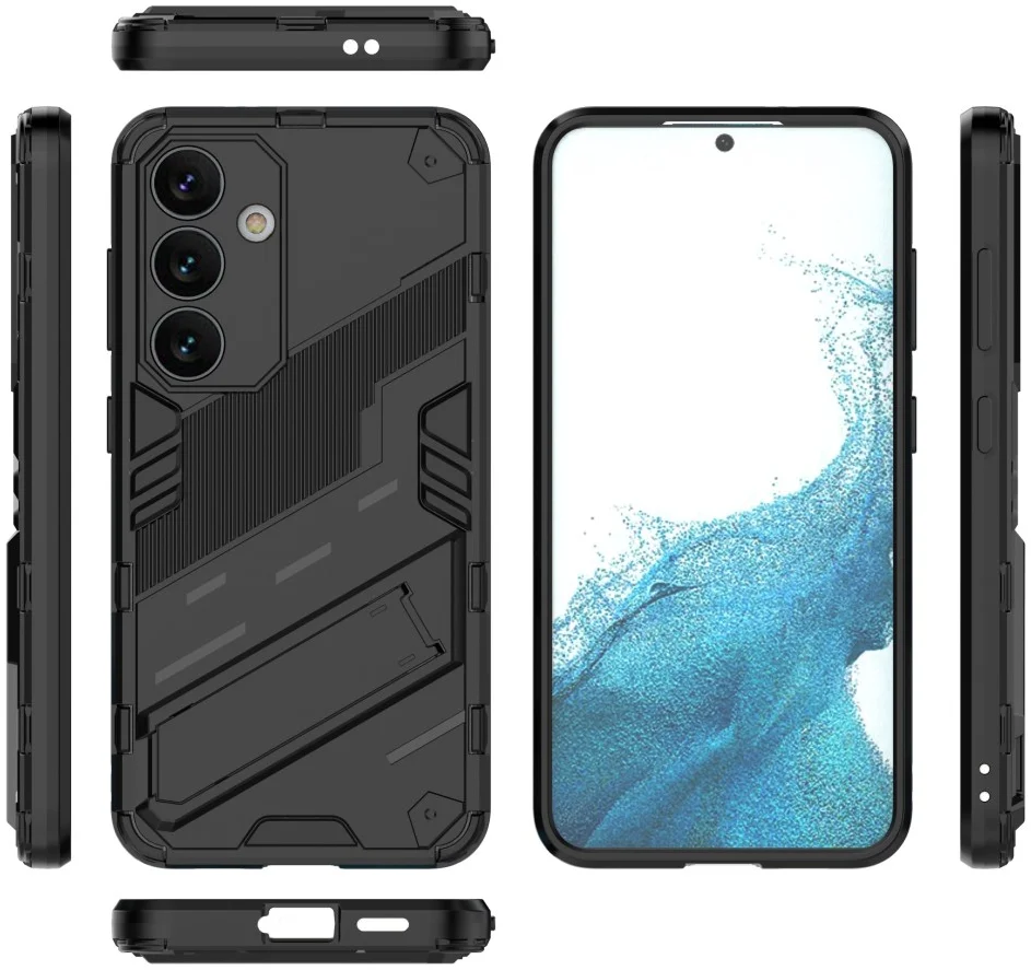 Samsung Galaxy S24 Hoesje Shockproof Kickstand Back Cover Zwart afbeelding 6