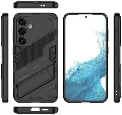 Samsung Galaxy S24 Hoesje Shockproof Kickstand Back Cover Zwart afbeelding 6