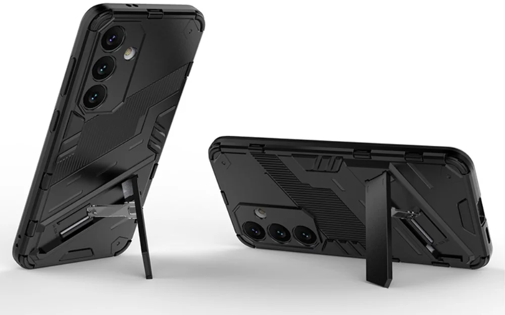 Samsung Galaxy S24 Hoesje Shockproof Kickstand Back Cover Zwart afbeelding 2