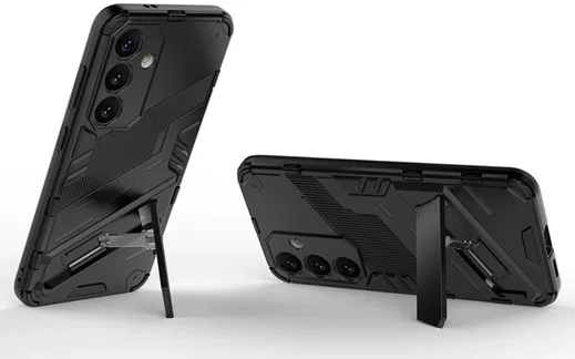Samsung Galaxy S24 Hoesje Shockproof Kickstand Back Cover Zwart afbeelding 2