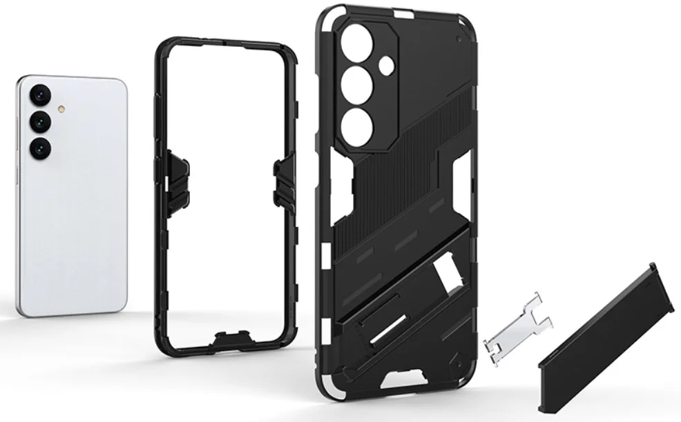 Samsung Galaxy S24 Hoesje Shockproof Kickstand Back Cover Zwart afbeelding 3