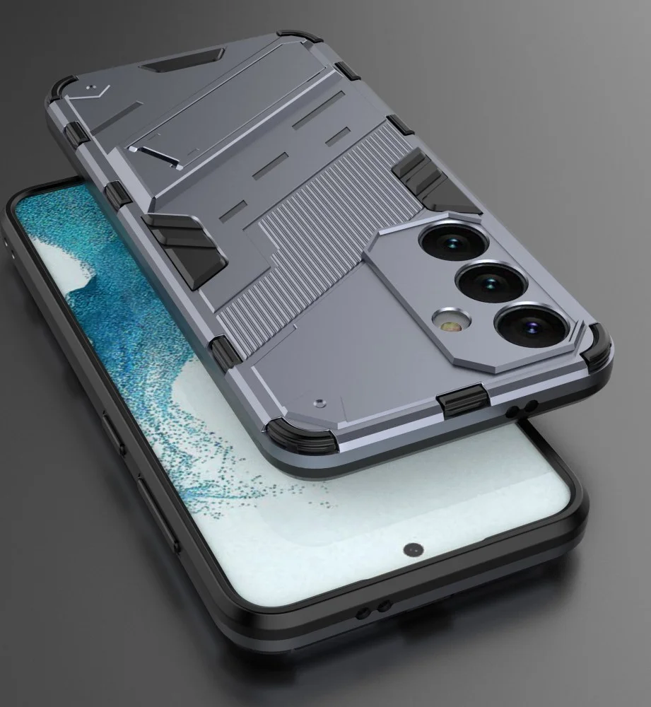 Samsung Galaxy S24 Hoesje Shockproof Kickstand Back Cover Grijs afbeelding 5
