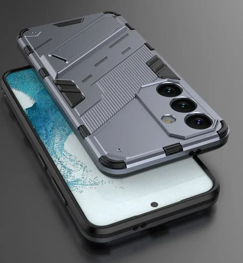 Samsung Galaxy S24 Hoesje Shockproof Kickstand Back Cover Grijs afbeelding 5