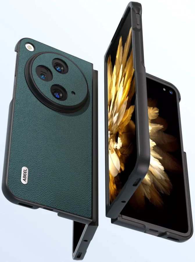 ABEEL Litchi OnePlus Open Hoesje Leer Back Cover Groen afbeelding 2
