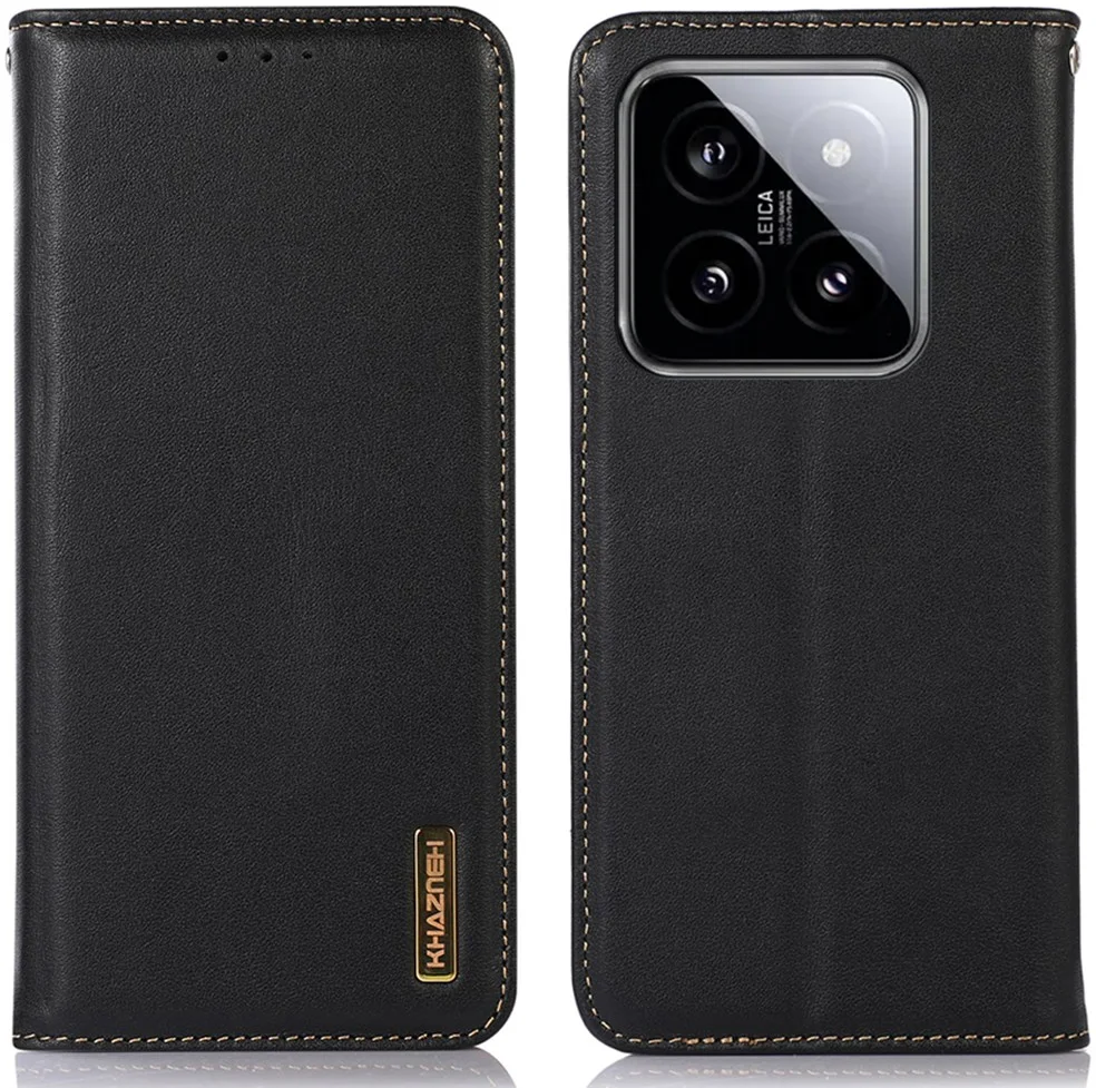 KHAZNEH Xiaomi 14 Hoesje Retro Wallet Book Case Zwart afbeelding 2