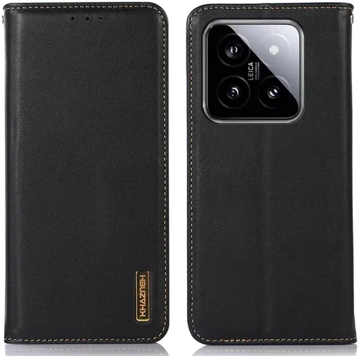 KHAZNEH Xiaomi 14 Hoesje Retro Wallet Book Case Zwart afbeelding 2