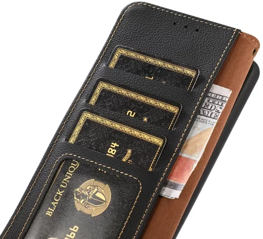 KHAZNEH Google Pixel 8a Hoesje RFID Book Case Leer Zwart afbeelding 5