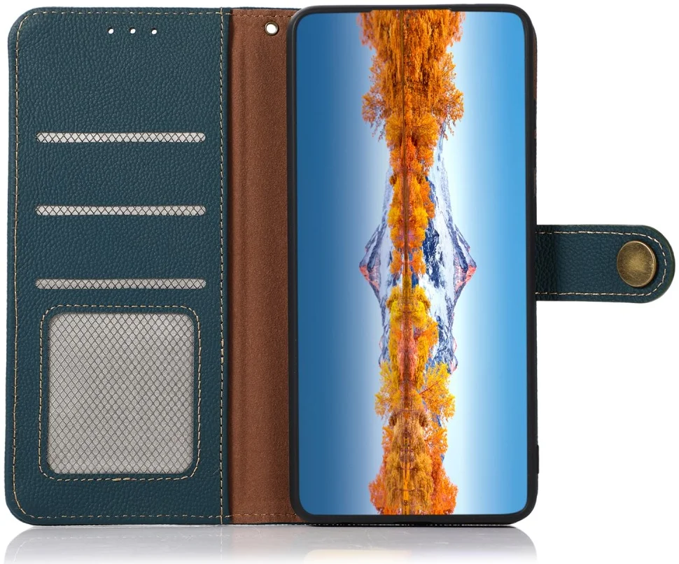 KHAZNEH Google Pixel 8a Hoesje RFID Book Case Leer Groen afbeelding 1