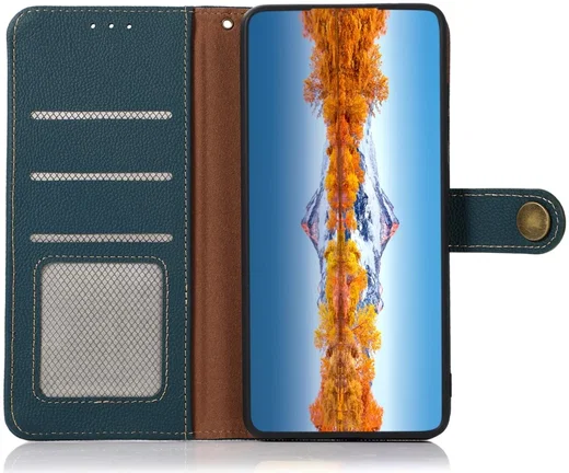 KHAZNEH Google Pixel 8a Hoesje RFID Book Case Leer Groen afbeelding 1