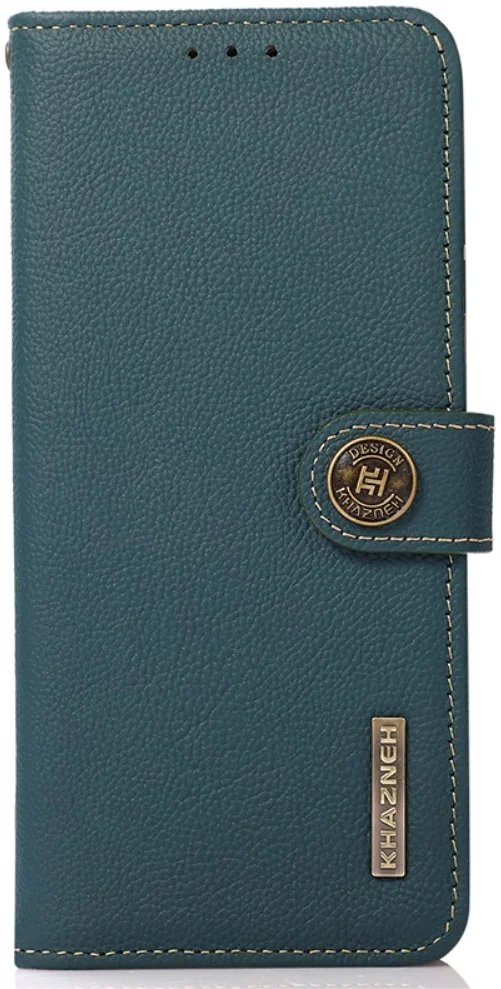 KHAZNEH Google Pixel 8a Hoesje RFID Book Case Leer Groen afbeelding 6