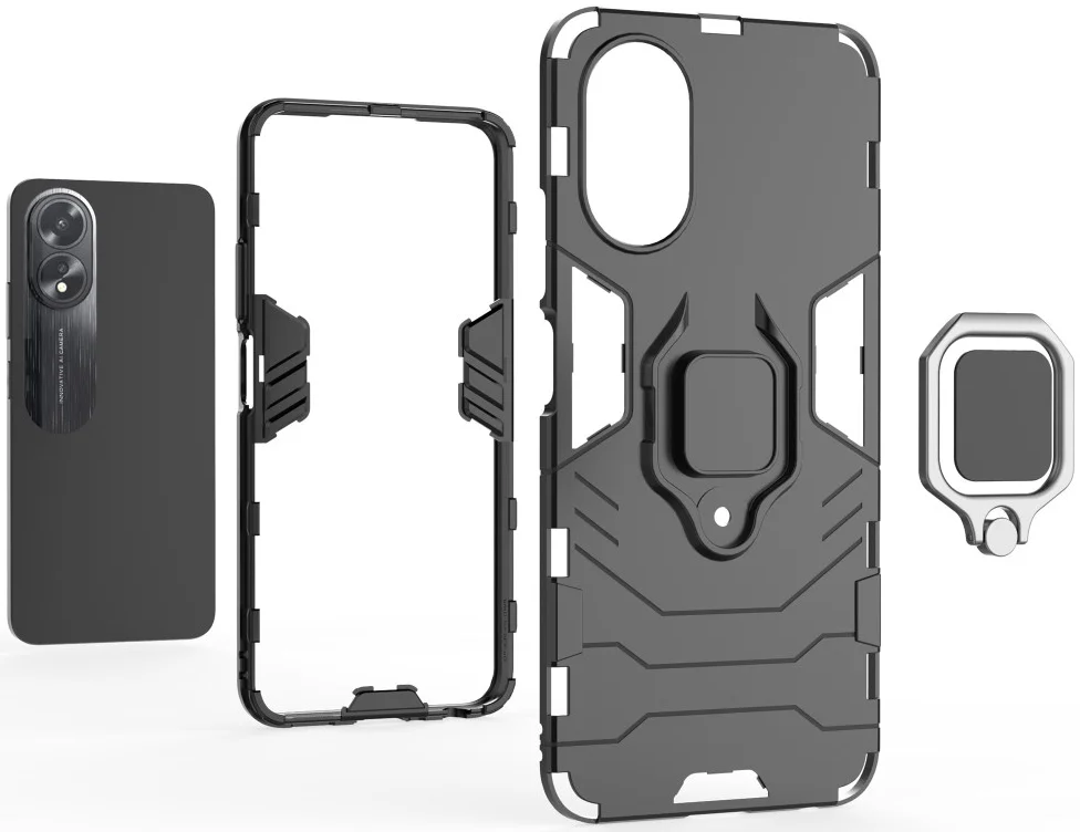 Oppo A18 / A38 Hoesje met Magnetische Kickstand Ring Blauw afbeelding 4