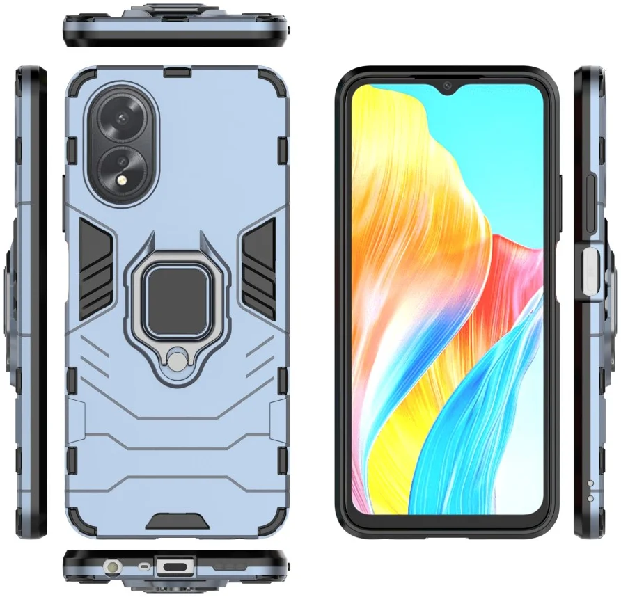 Oppo A18 / A38 Hoesje met Magnetische Kickstand Ring Blauw afbeelding 6