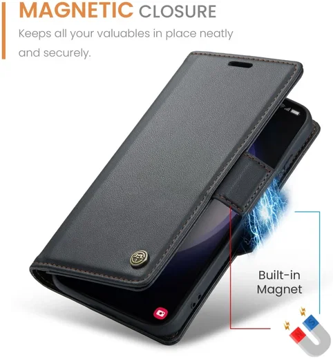 CaseMe 023 Samsung Galaxy S24 Hoesje RFID Book Case Zwart afbeelding 4