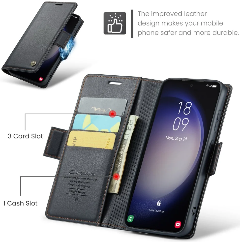 CaseMe 023 Samsung Galaxy S24 Hoesje RFID Book Case Zwart afbeelding 3