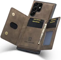 DG Ming Samsung Galaxy S24 Ultra Hoesje Magnetische Portemonnee Bruin afbeelding