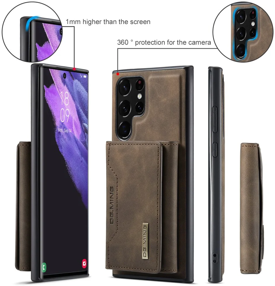 DG Ming Samsung Galaxy S24 Ultra Hoesje Magnetische Portemonnee Bruin afbeelding 6