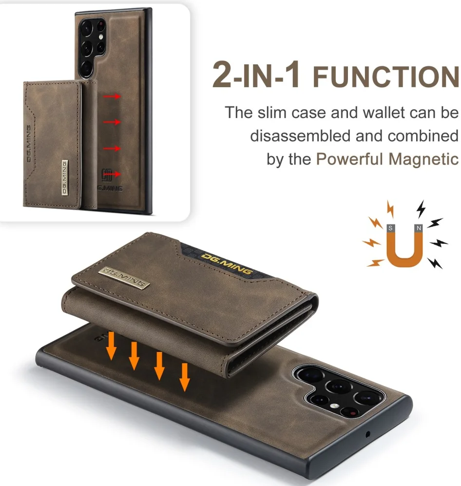 DG Ming Samsung Galaxy S24 Ultra Hoesje Magnetische Portemonnee Bruin afbeelding 4