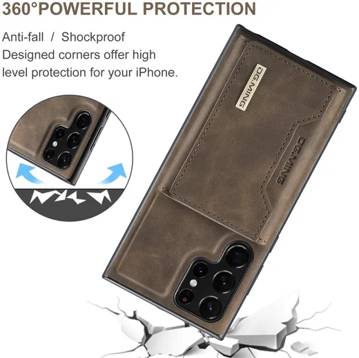 DG Ming Samsung Galaxy S24 Ultra Hoesje Magnetische Portemonnee Bruin afbeelding 9