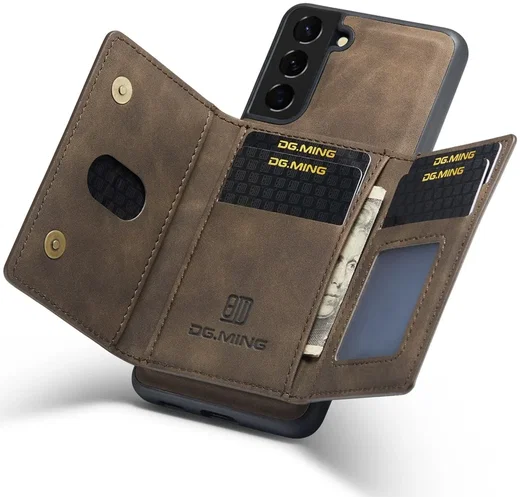 DG Ming Samsung Galaxy S24 Hoesje met Magnetische Portemonnee Bruin afbeelding 1