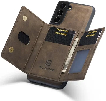 DG Ming Samsung Galaxy S24 Hoesje met Magnetische Portemonnee Bruin
