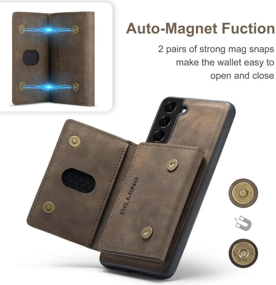 DG Ming Samsung Galaxy S24 Hoesje met Magnetische Portemonnee Bruin afbeelding 5