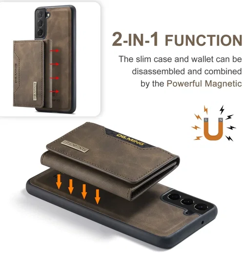 DG Ming Samsung Galaxy S24 Hoesje met Magnetische Portemonnee Bruin afbeelding 3