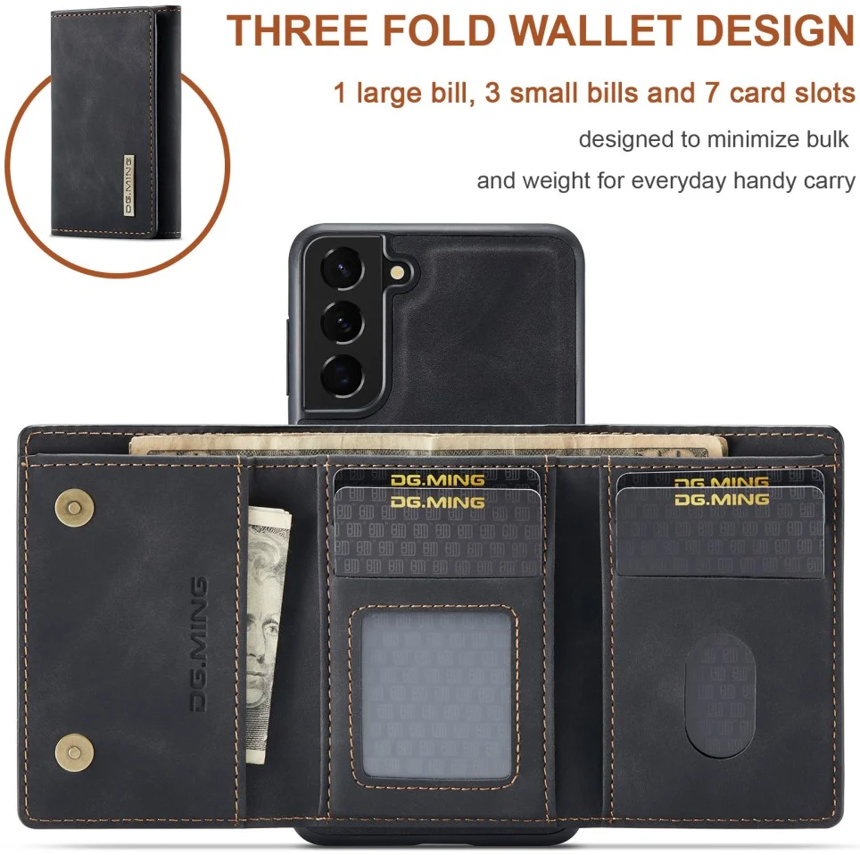 DG Ming Samsung Galaxy S24 Hoesje met Magnetische Kaarthouder Zwart afbeelding 4