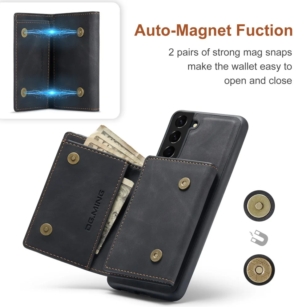 DG Ming Samsung Galaxy S24 Hoesje met Magnetische Kaarthouder Zwart afbeelding 5