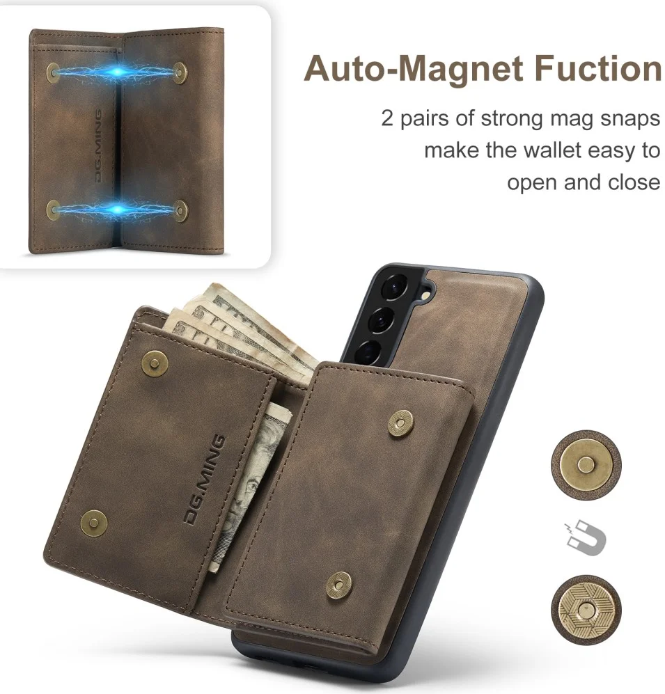 DG Ming Samsung Galaxy S24 Hoesje met Magnetische Kaarthouder Coffee afbeelding 5