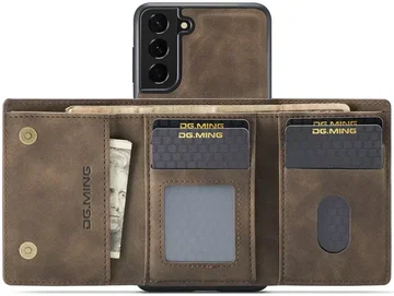 DG Ming Samsung Galaxy S24 Plus Hoesje Magnetische Kaarthouder Coffee