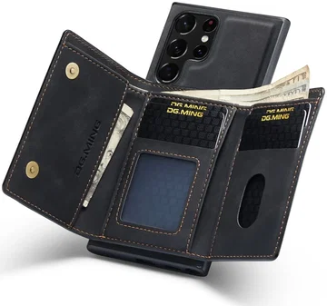 DG Ming Samsung Galaxy S24 Ultra Hoesje Magnetische Kaarthouder Zwart