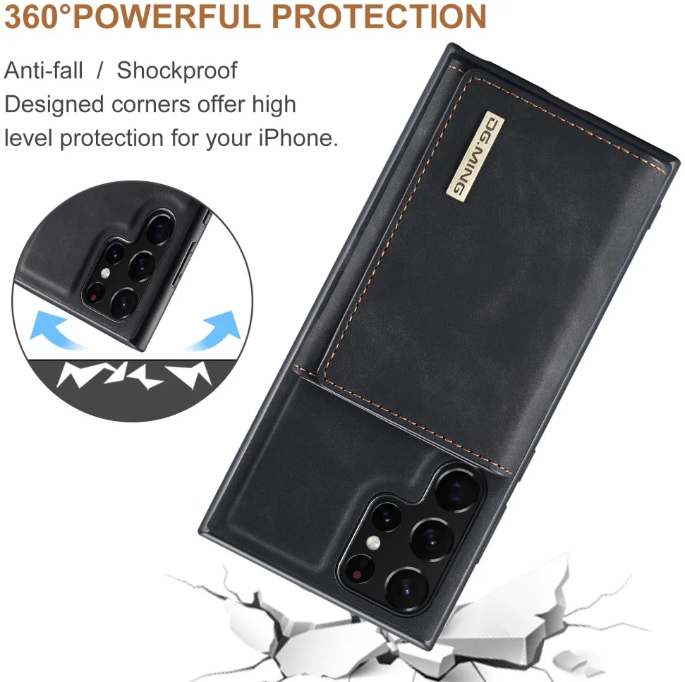 DG Ming Samsung Galaxy S24 Ultra Hoesje Magnetische Kaarthouder Zwart afbeelding 5